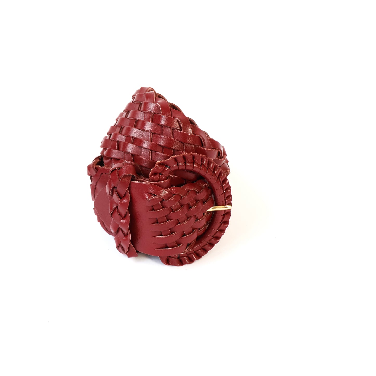 Vintage Maroon Genuine Leather Woven Belt