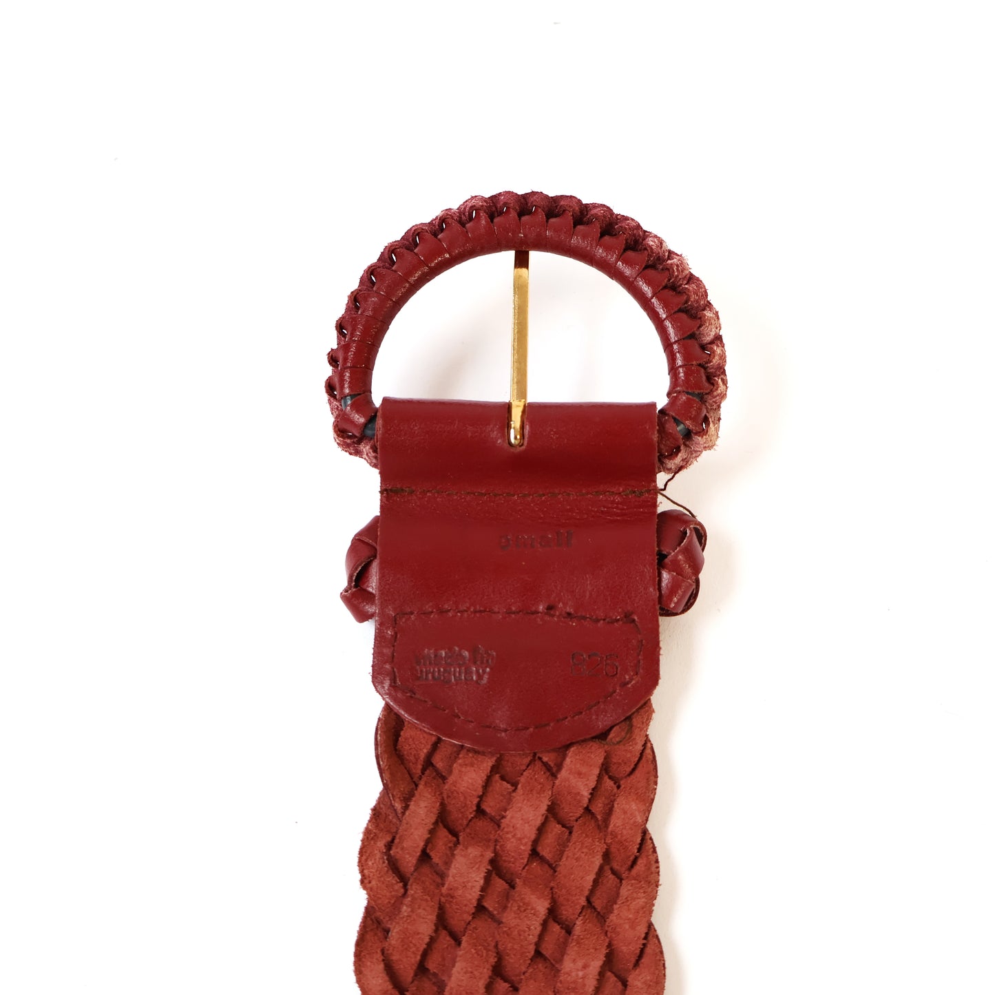 Vintage Maroon Genuine Leather Woven Belt