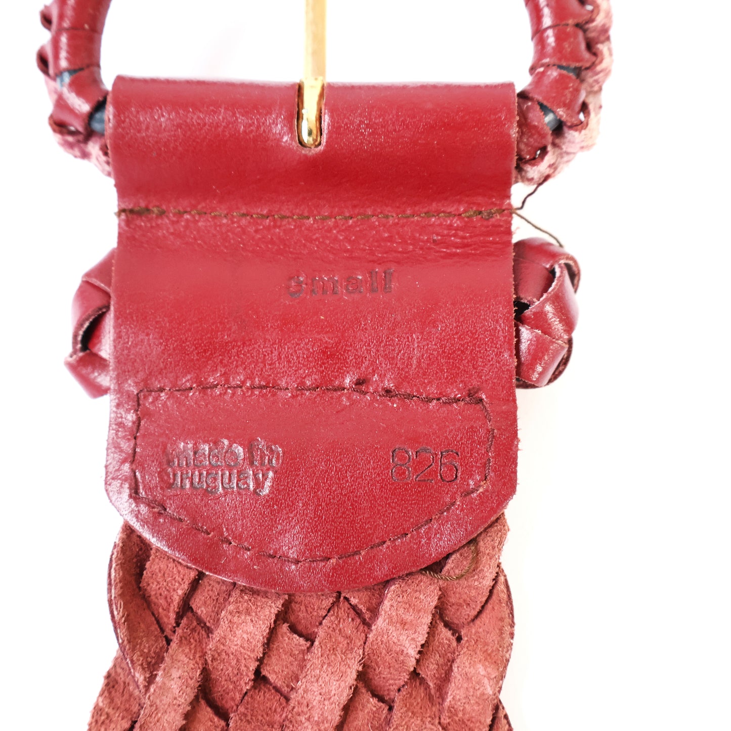 Vintage Maroon Genuine Leather Woven Belt