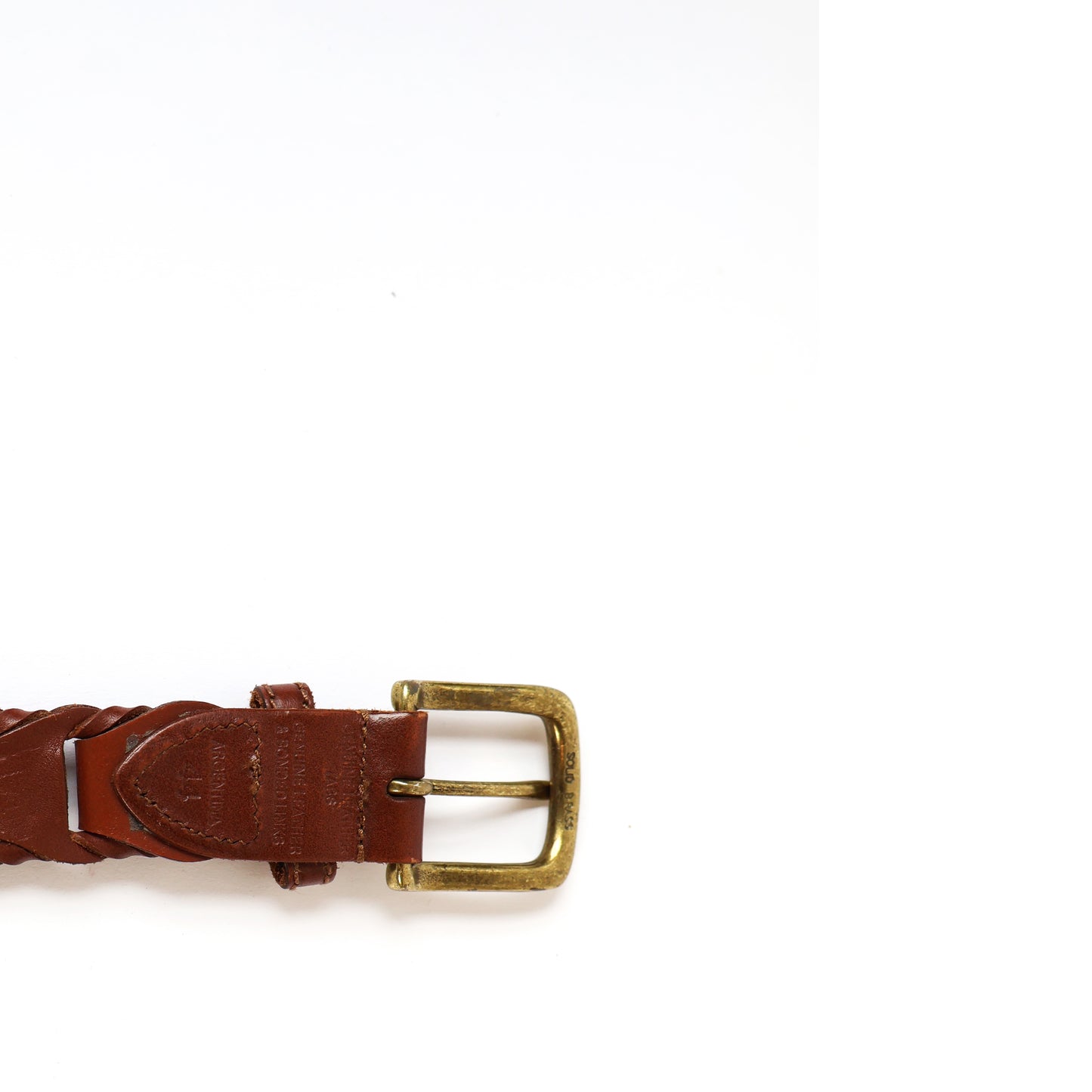 Vintage Brown Genuine Leather Belt with Gold Buckle