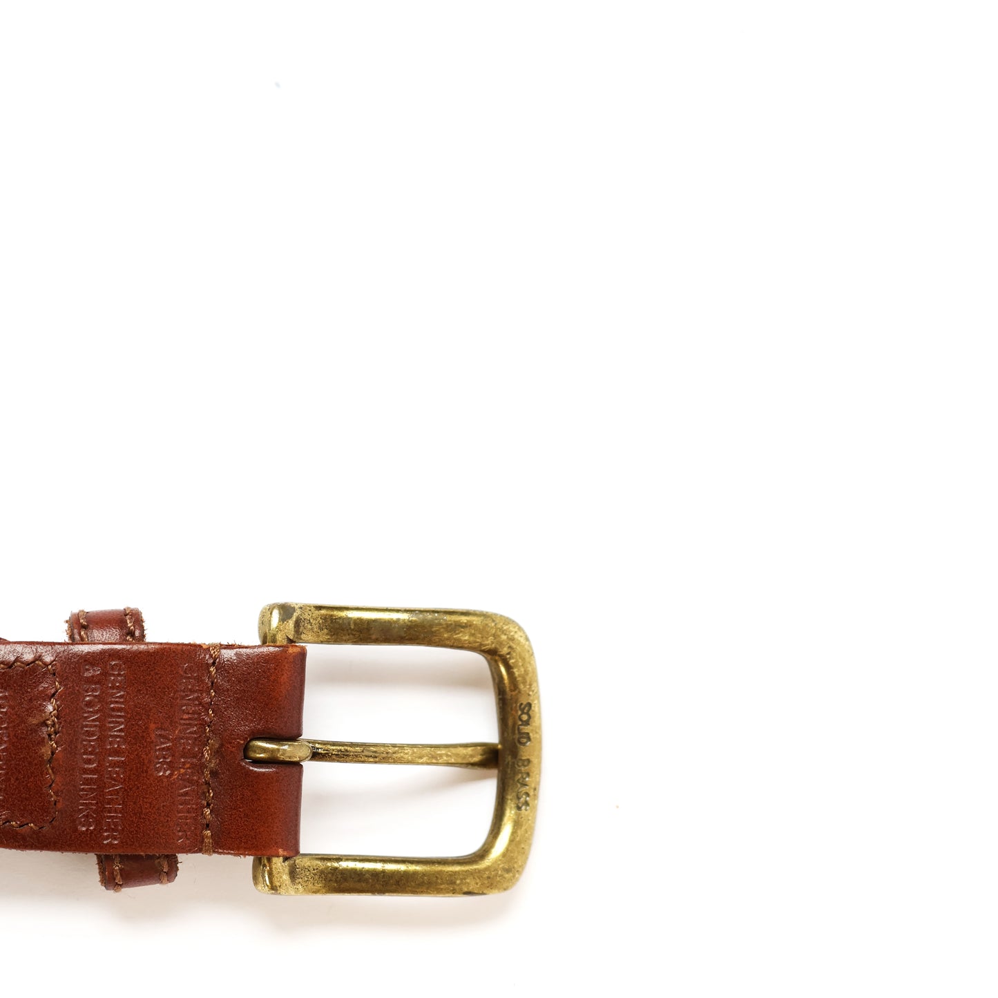 Vintage Brown Genuine Leather Belt with Gold Buckle