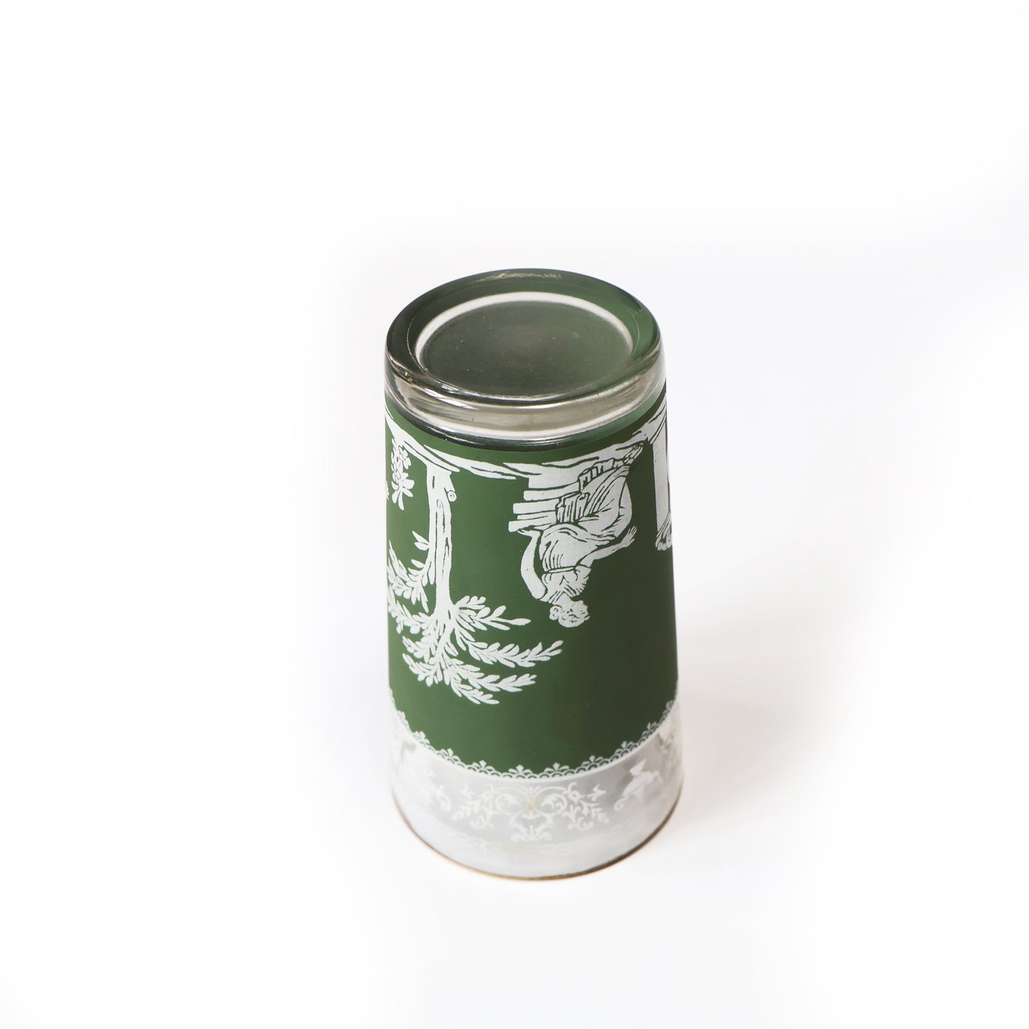 Vintage 1960's Jeanette Glass Hellenic green Greek Jasperware Tumbler