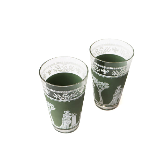 Vintage Hellenic Green Jasperware Wedgewood Tumbler Set