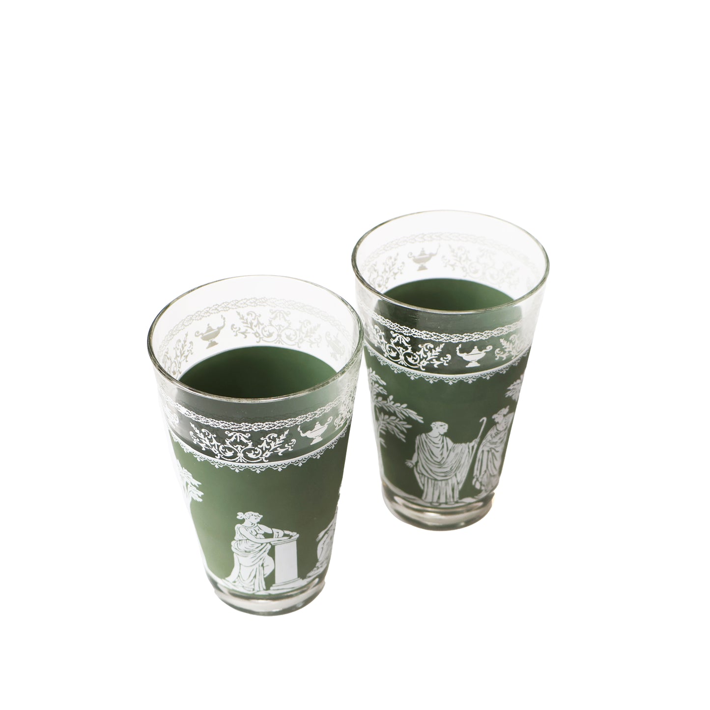 Vintage Hellenic Green Jasperware Wedgewood Tumbler Set