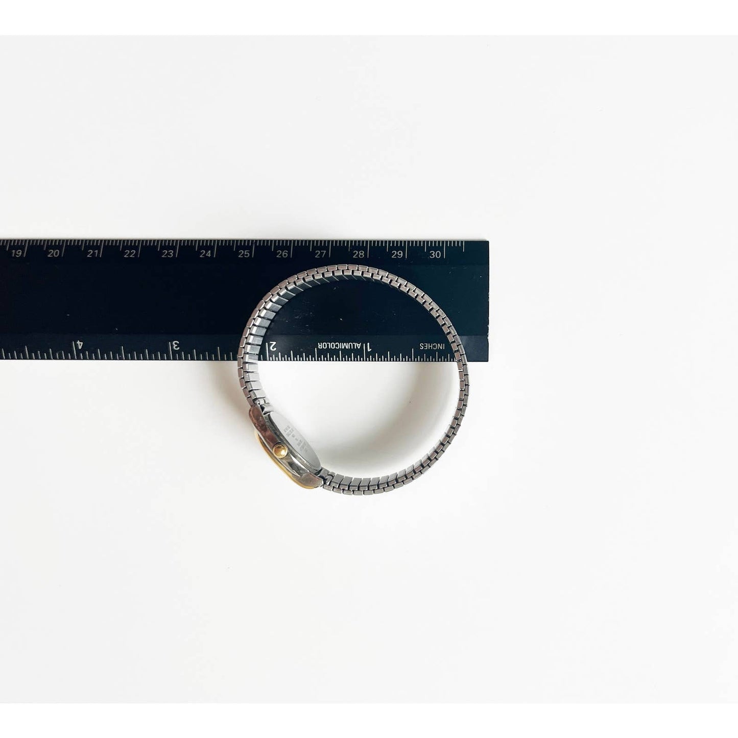 Vintage Two Tone 90s Watch w/ White Face Stretch Band Anne Klein