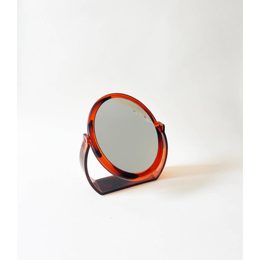 Vintage Tortoise Shell Acrylic Mirror on Stand