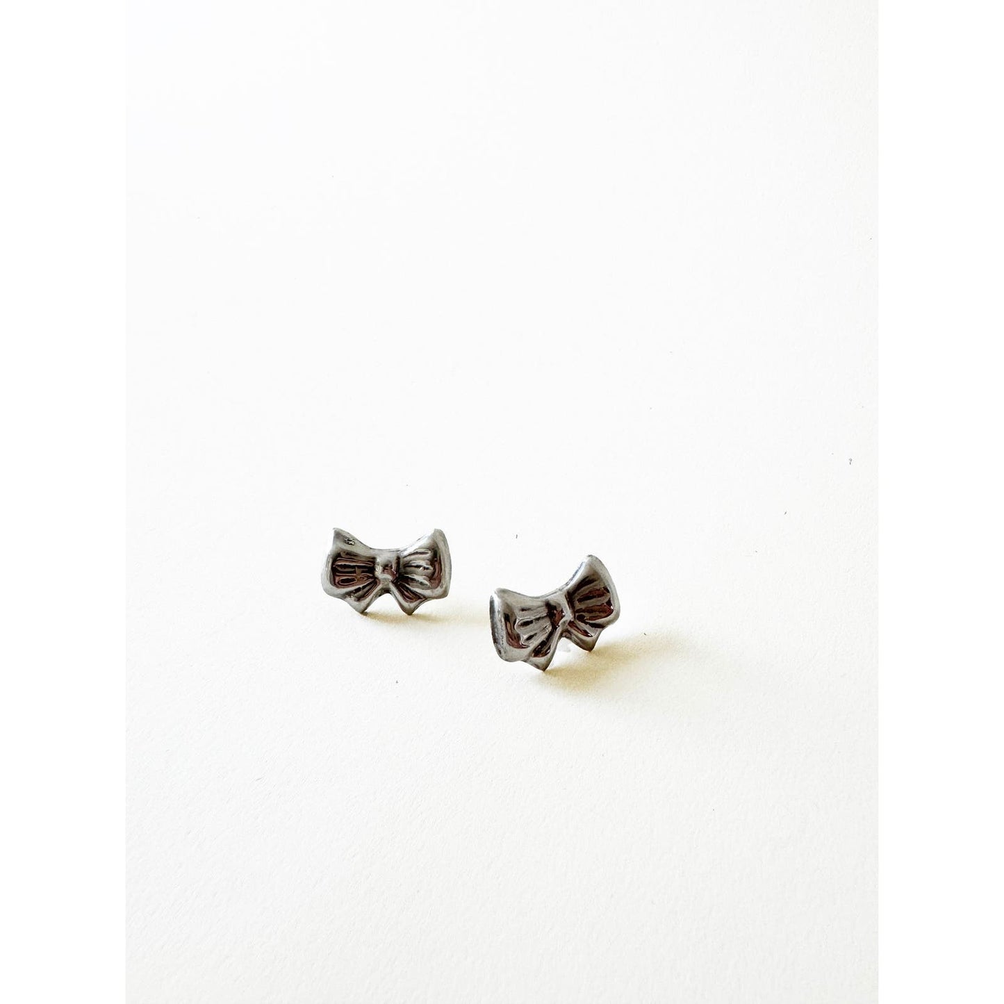 Vintage Sterling Silver Cute Bow Stud Earrings