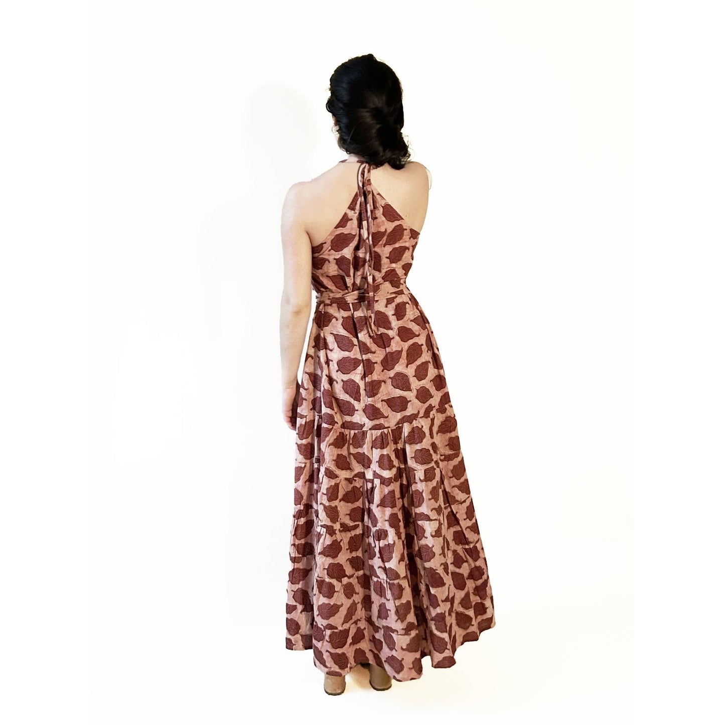 Pink Hand Block Print Long Maxi Dress