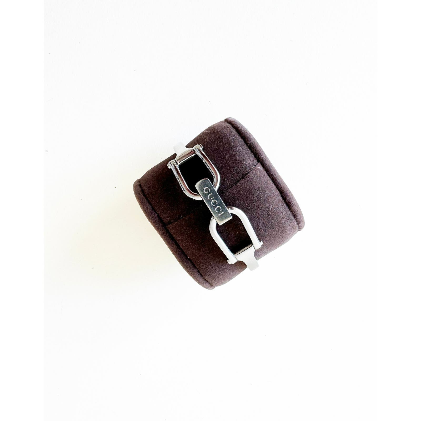 Vintage Gucci Silver Bracelet Watch with Black Rectangular Face