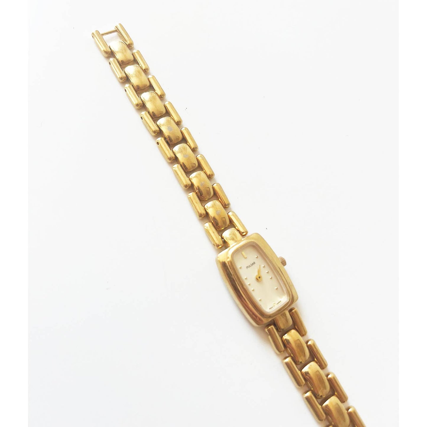 Vintage 90s Small Gold Watch with Rectangular Face | Pulsari