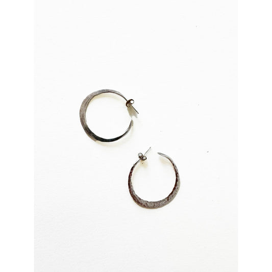 Vintage Sterling Silver Hammered Hoops