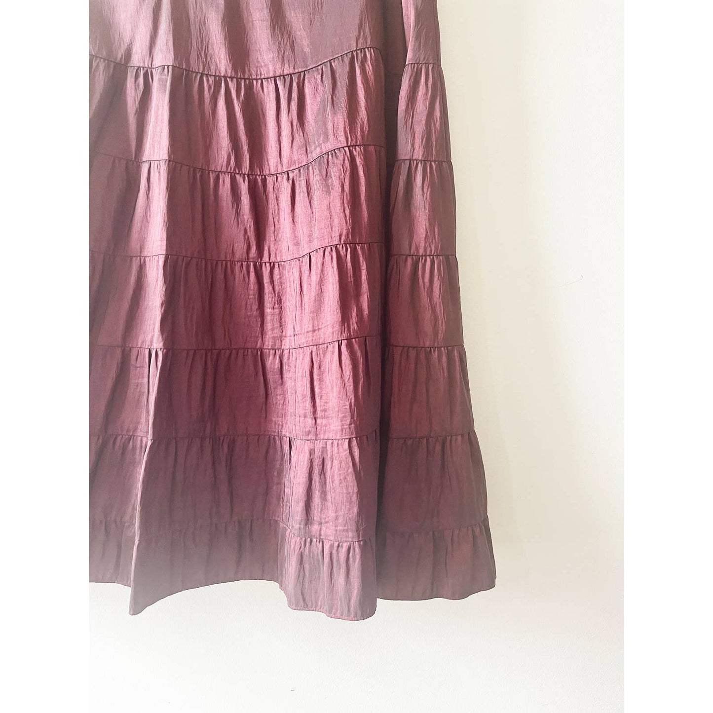 Vintage Purple Boho Tiered Maxi Skirt Iridescent