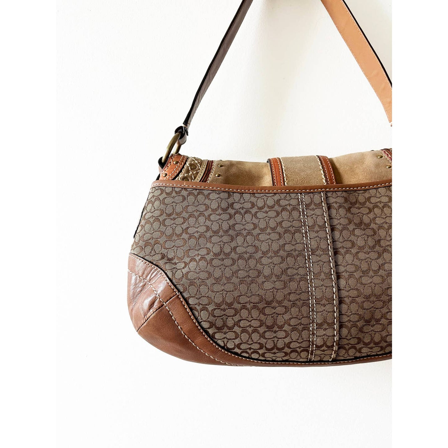 Vintage Y2k Coach Suede Hobo Shoulder Bag