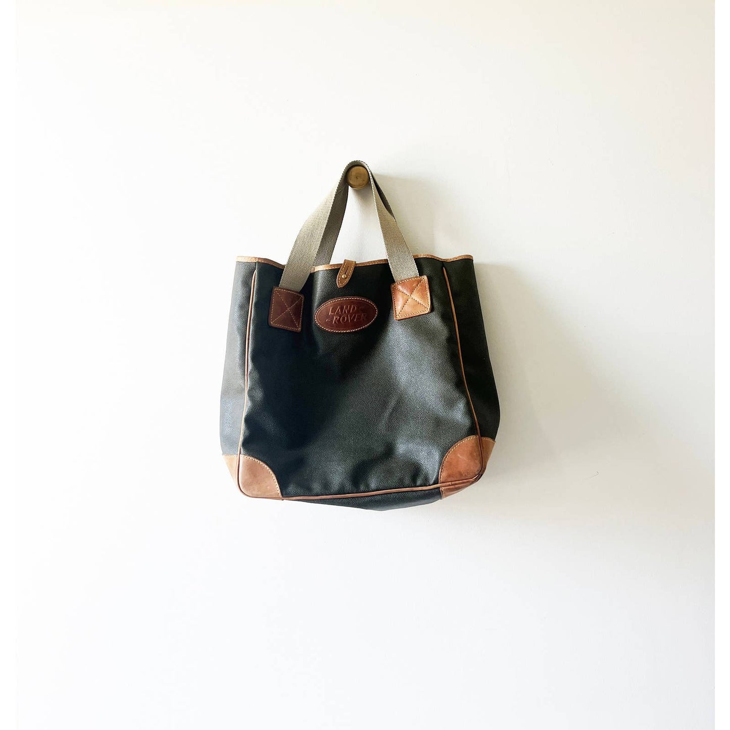 Vintage Land Rover Canvas and Leather Tote Bag