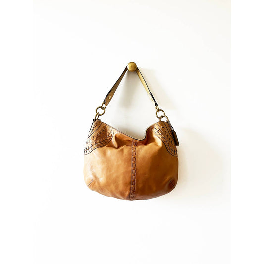 Vintage Coach Large Boho Leather Woven Bag