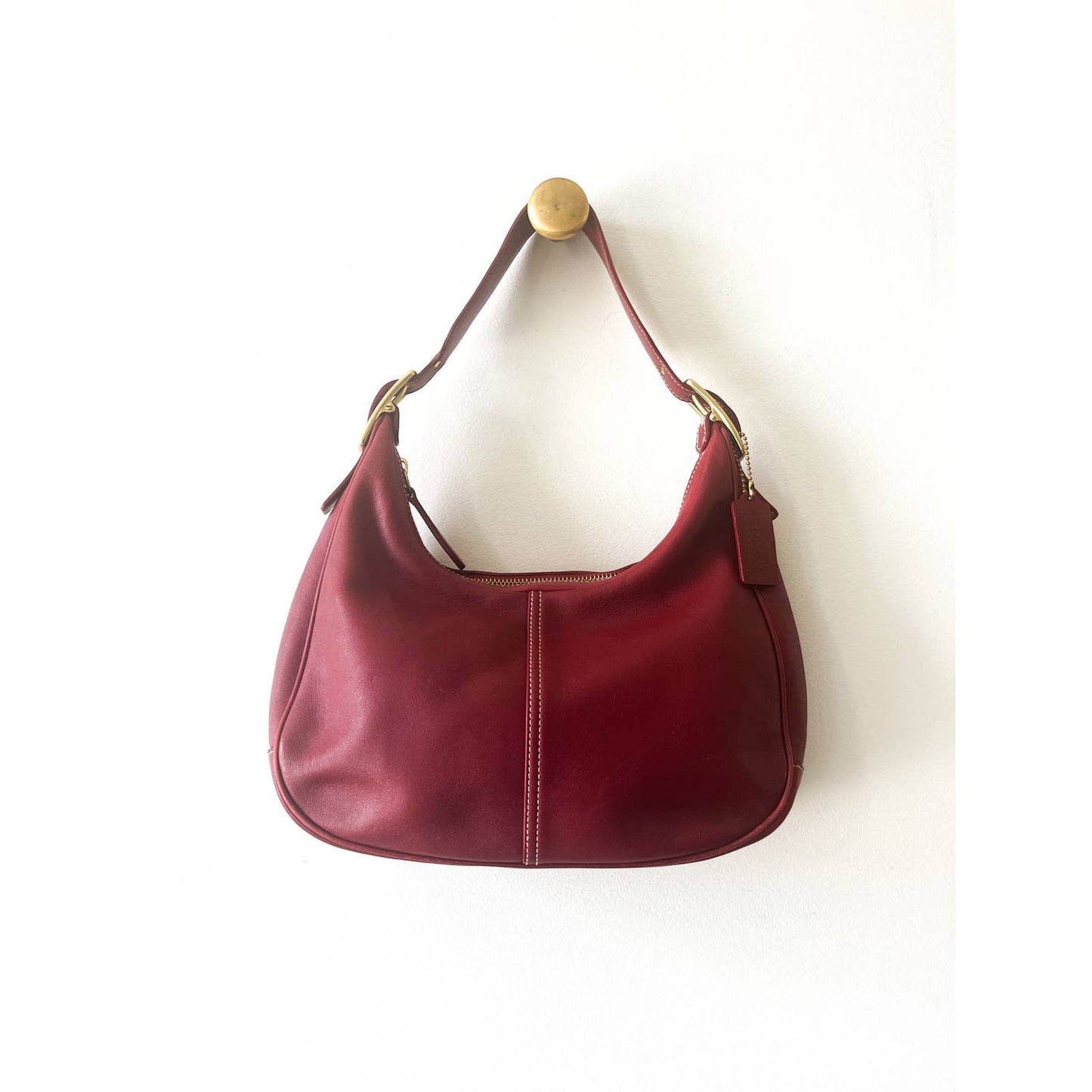 Vintage Red Coach Shoulder Bag | Gold Buckle Ergo Style Coach Bag | Y2k Modern Purse
