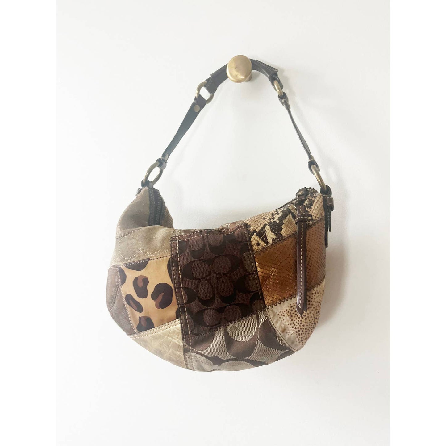 Vintage Coach Large Patchwork Hobo Leather Bag