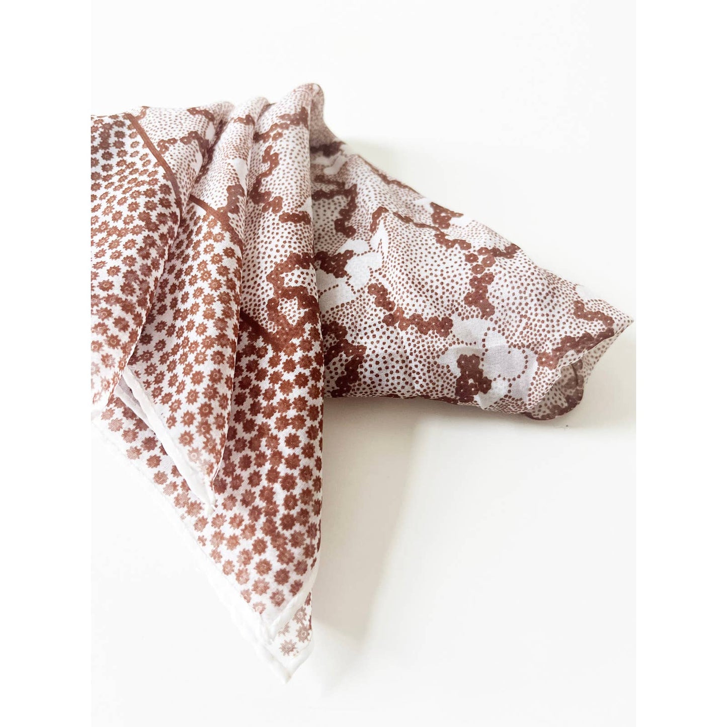 Vintage Brown Floral Square Scarf