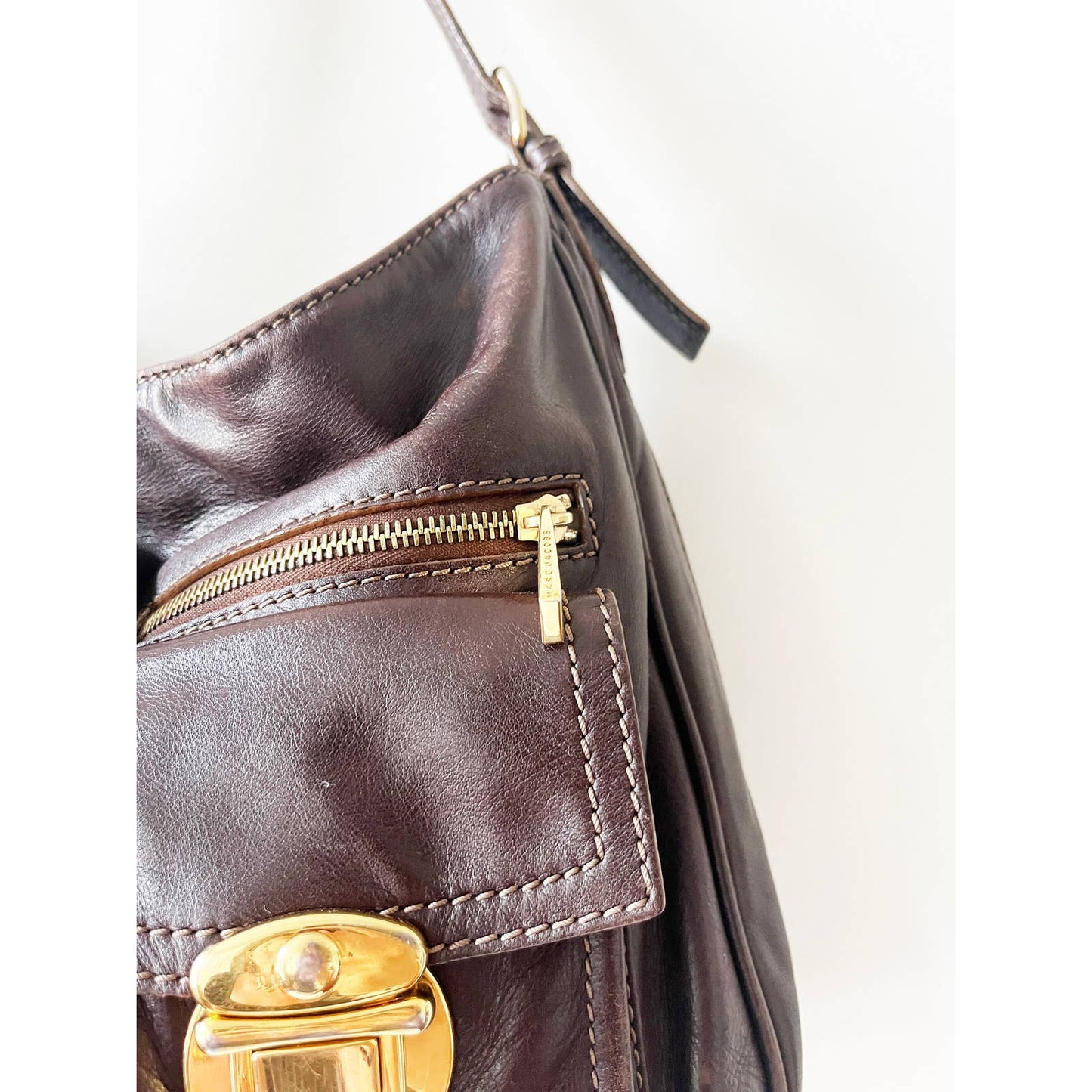 Y2k Marc Jacobs Zipper Plum Purple Leather Shoulder Bag