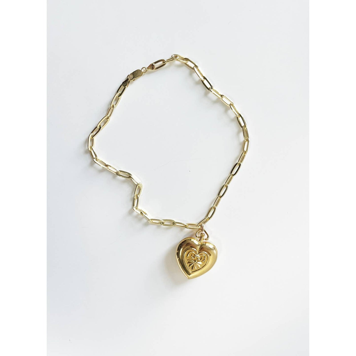 Watch Heart Charm Necklace | 925 Gold Vermeil Chain