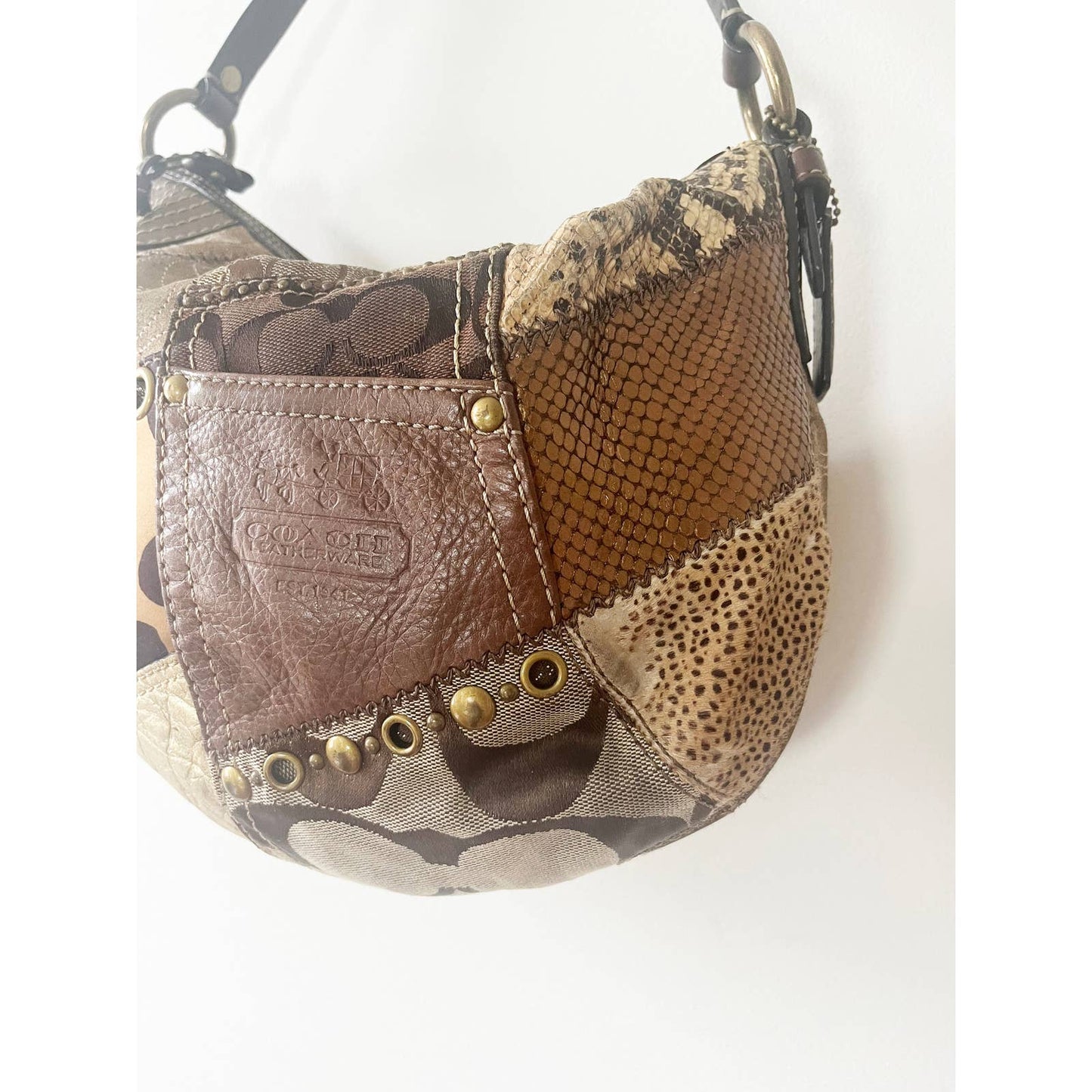 Vintage Coach Large Patchwork Hobo Leather Bag