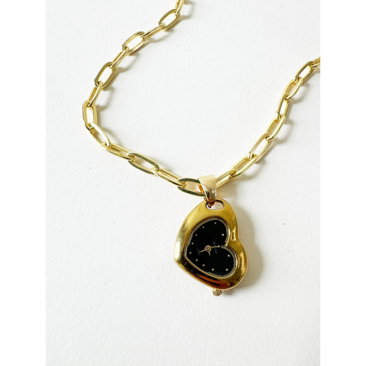 Watch Heart Necklace | 925 Gold Vermeil Chain
