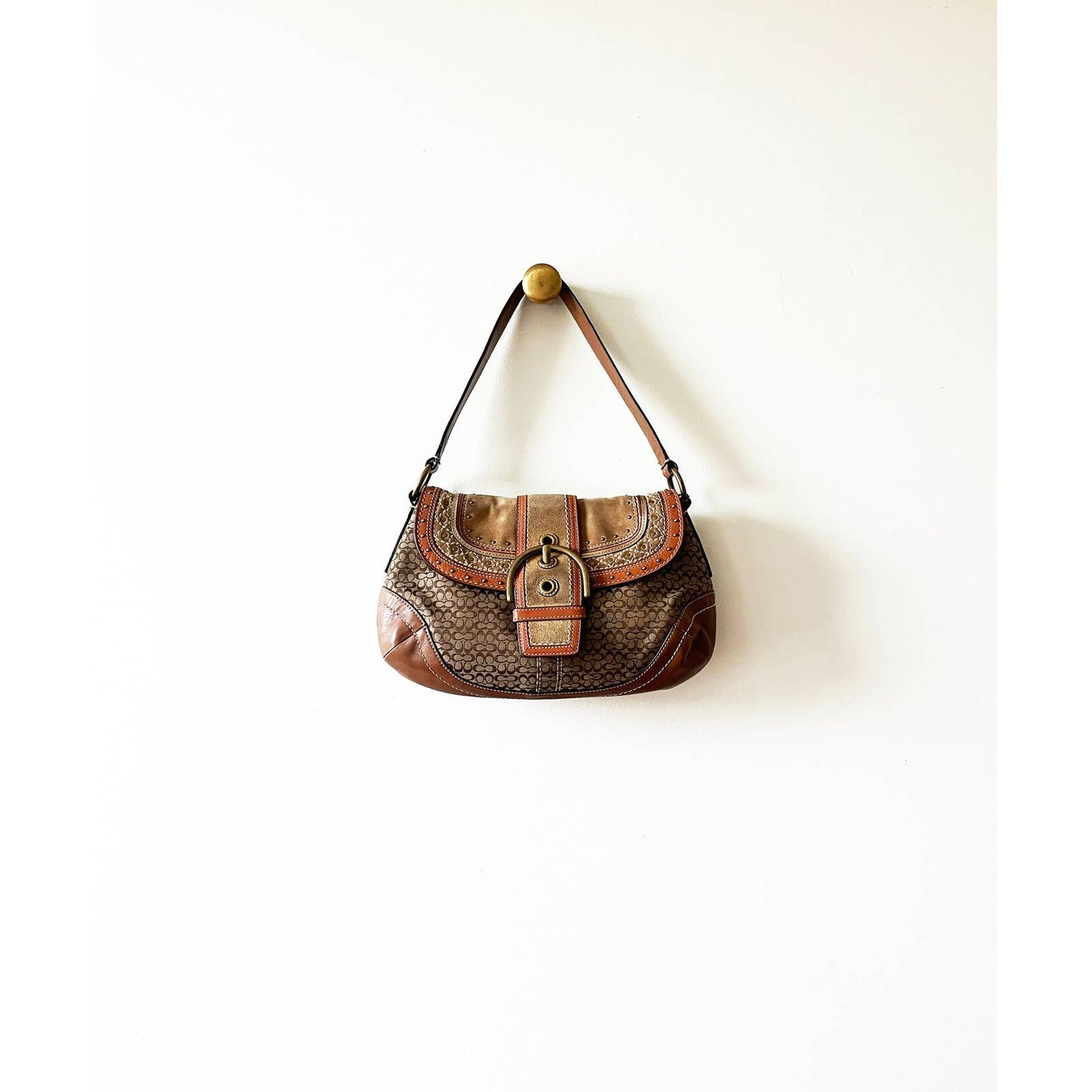 Vintage Y2k Coach Suede Hobo Shoulder Bag