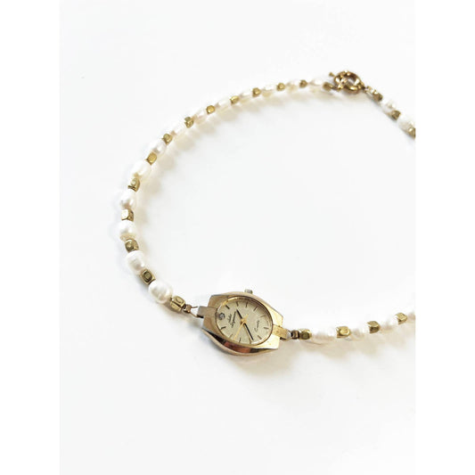 Watch Necklace | Vintage One of a Kind Watch Choker with Pearls