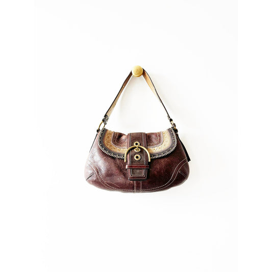 Vintage Coach Small Boho Brown Leather Bag
