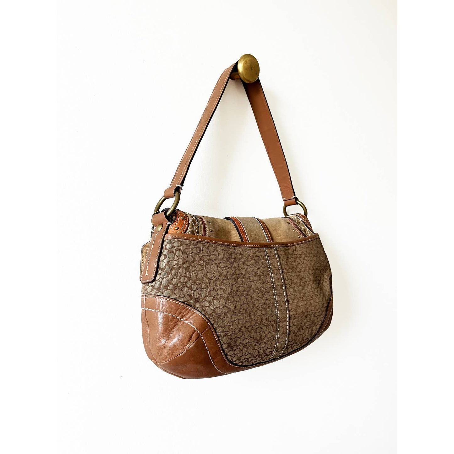 Vintage Y2k Coach Suede Hobo Shoulder Bag