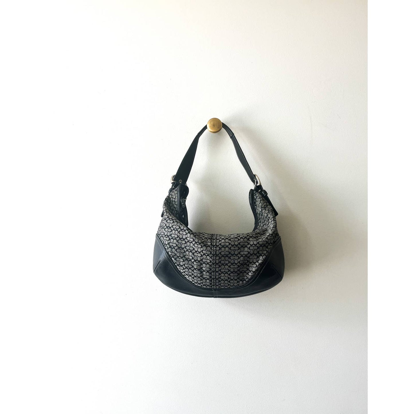 Vintage Coach Large Black Logo Leather Bag