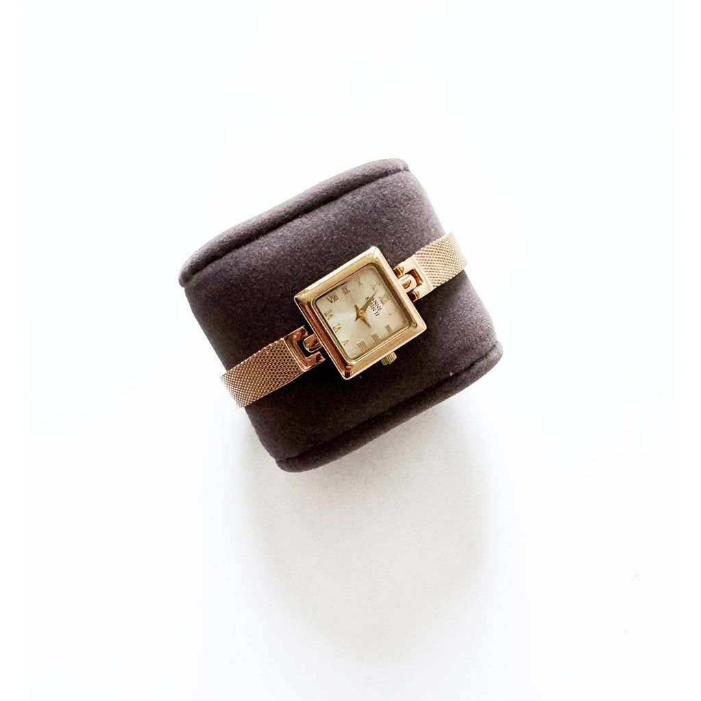 Vintage Small Gold Watch with Square Face | Anne Klein