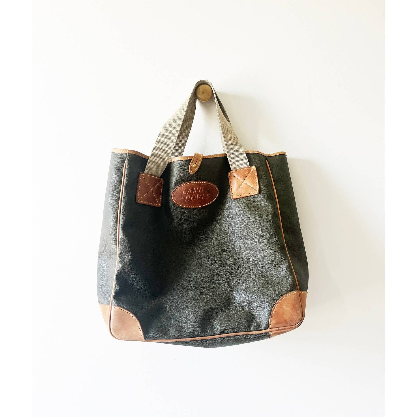 Vintage Land Rover Canvas and Leather Tote Bag
