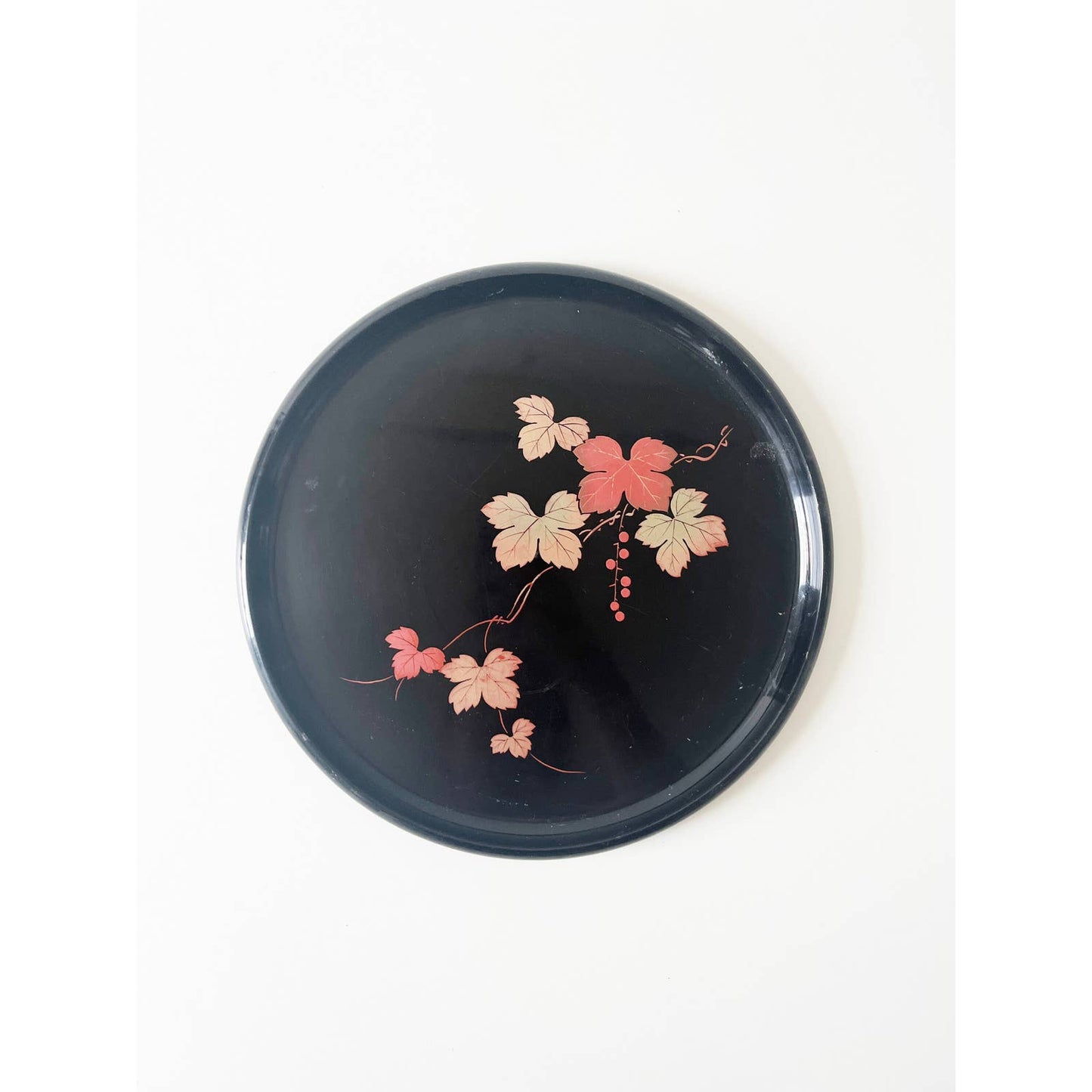 Vintage Black Floral Decorative Plate