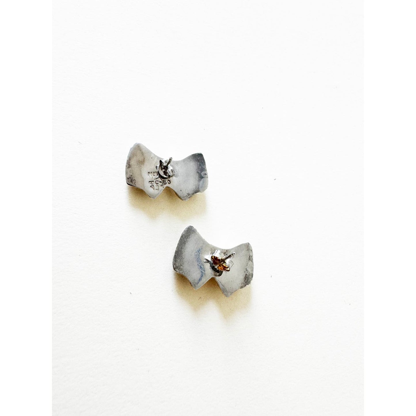 Vintage Sterling Silver Cute Bow Stud Earrings