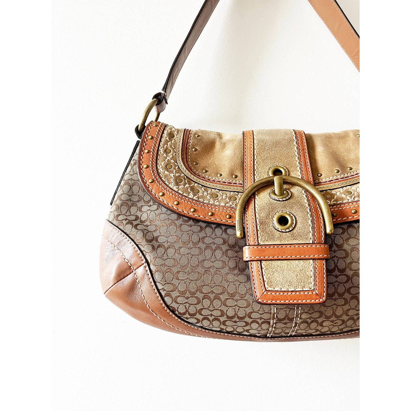 Vintage Y2k Coach Suede Hobo Shoulder Bag