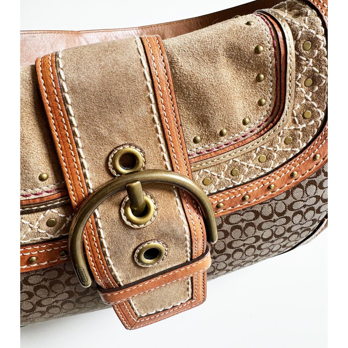 Boho Style Coach Purse Brown Leather