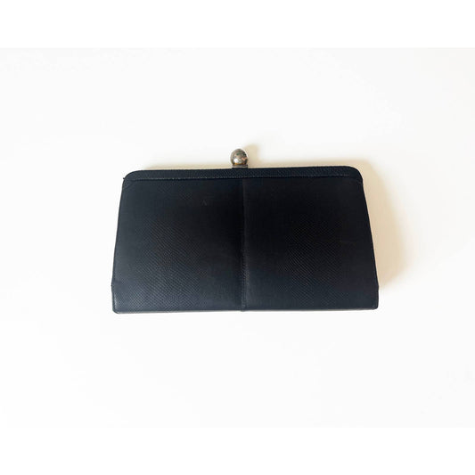 Vintage Modern Black Leather Clutch | Classic Black Handbag
