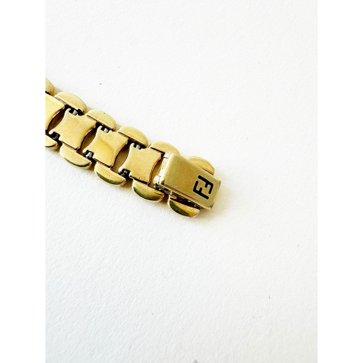 Vintage Fendi Gold Watch with Dark Mother of Pearl Face