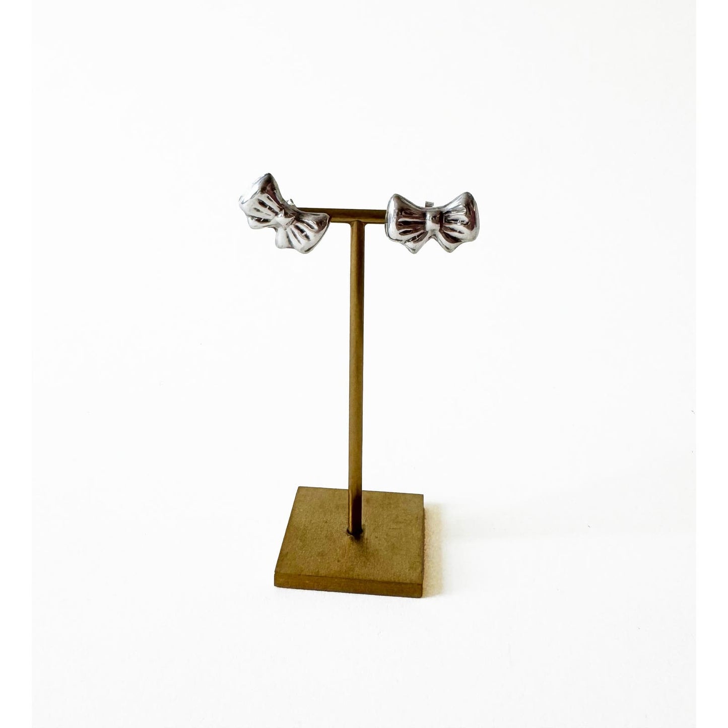Vintage Sterling Silver Cute Bow Stud Earrings