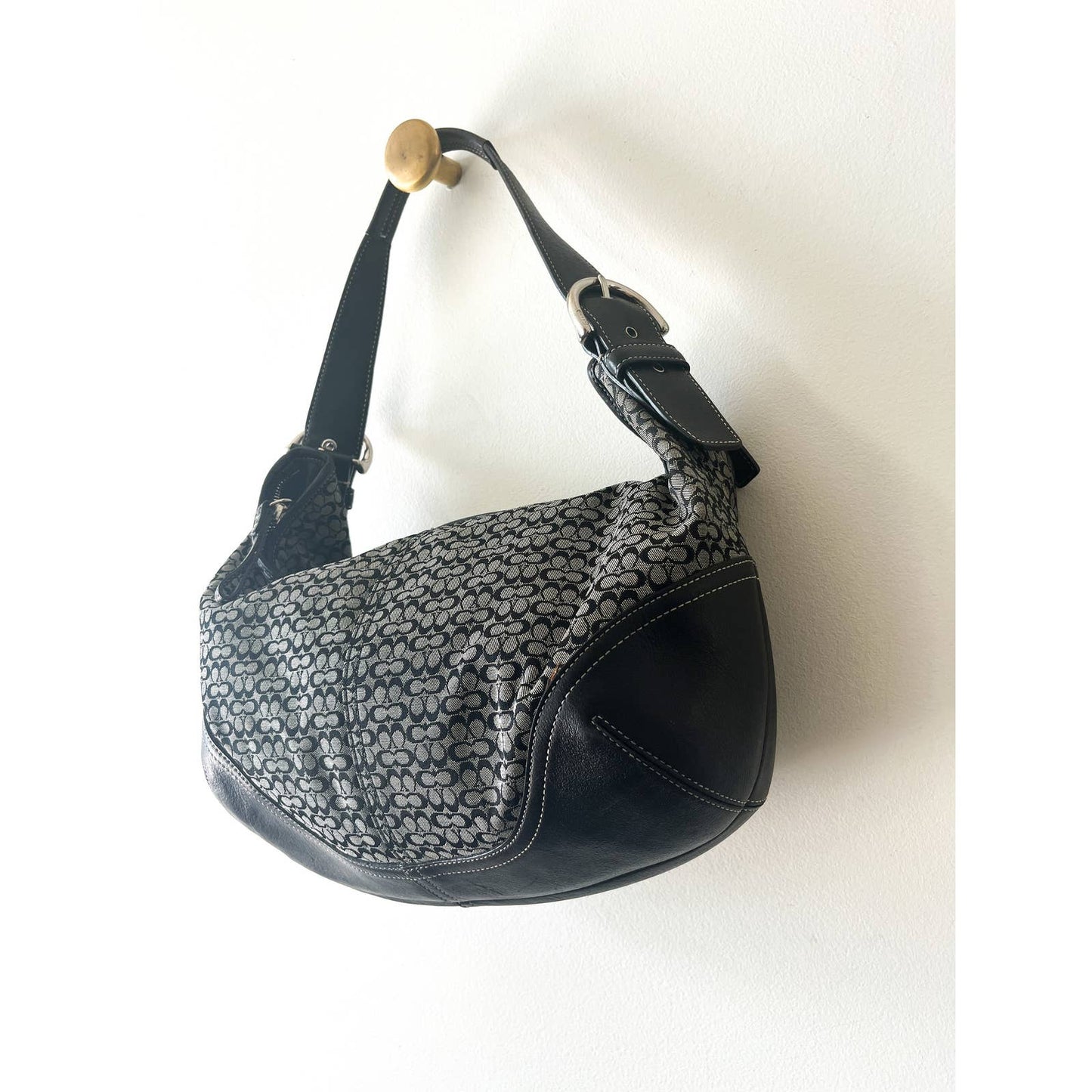 Vintage Coach Large Black Logo Leather Bag