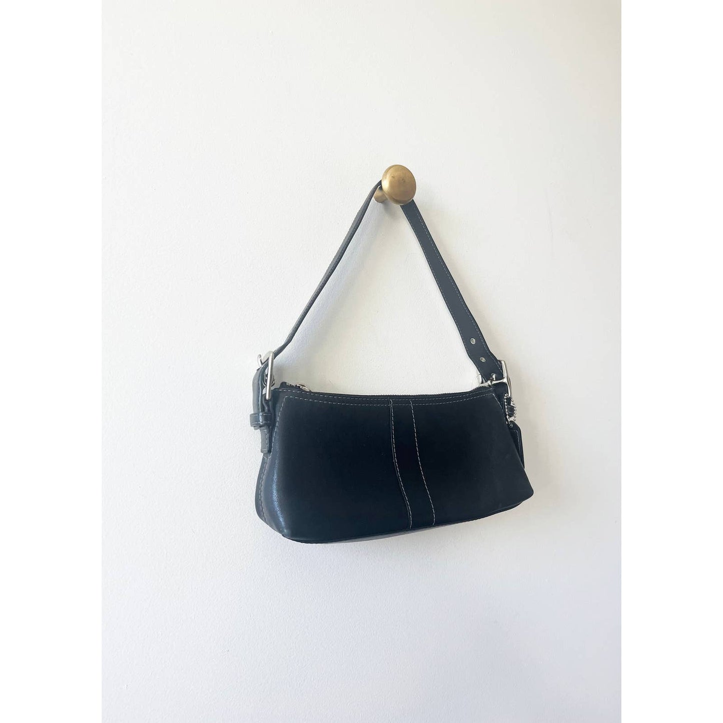 Vintage Black Y2K Coach Shoulder Baguette Bag