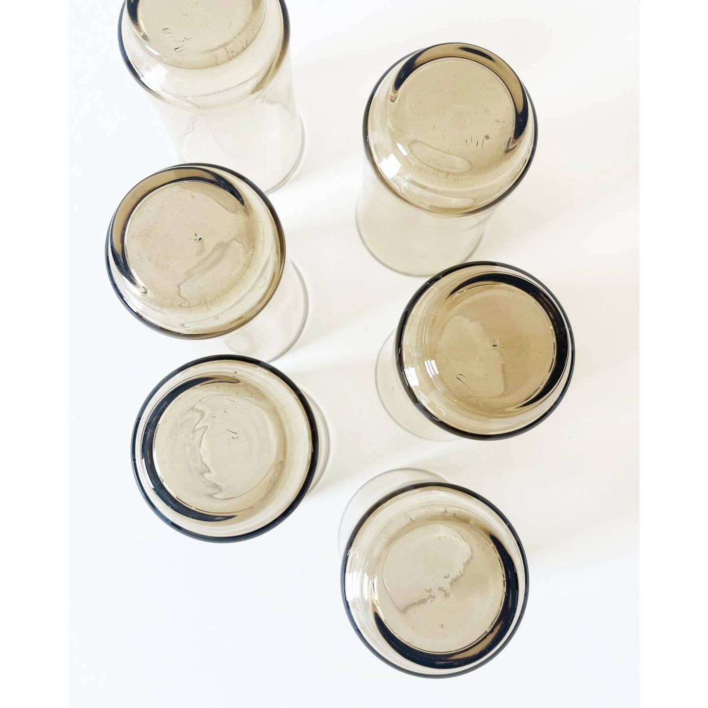 Vintage Grey Glass Mini Drinking Cups | Minimalist Set of 6 Small Classes
