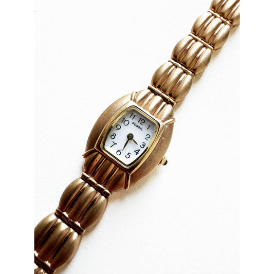 Vintage Matte Gold Watch w/ Art Deco Detail | Fossil