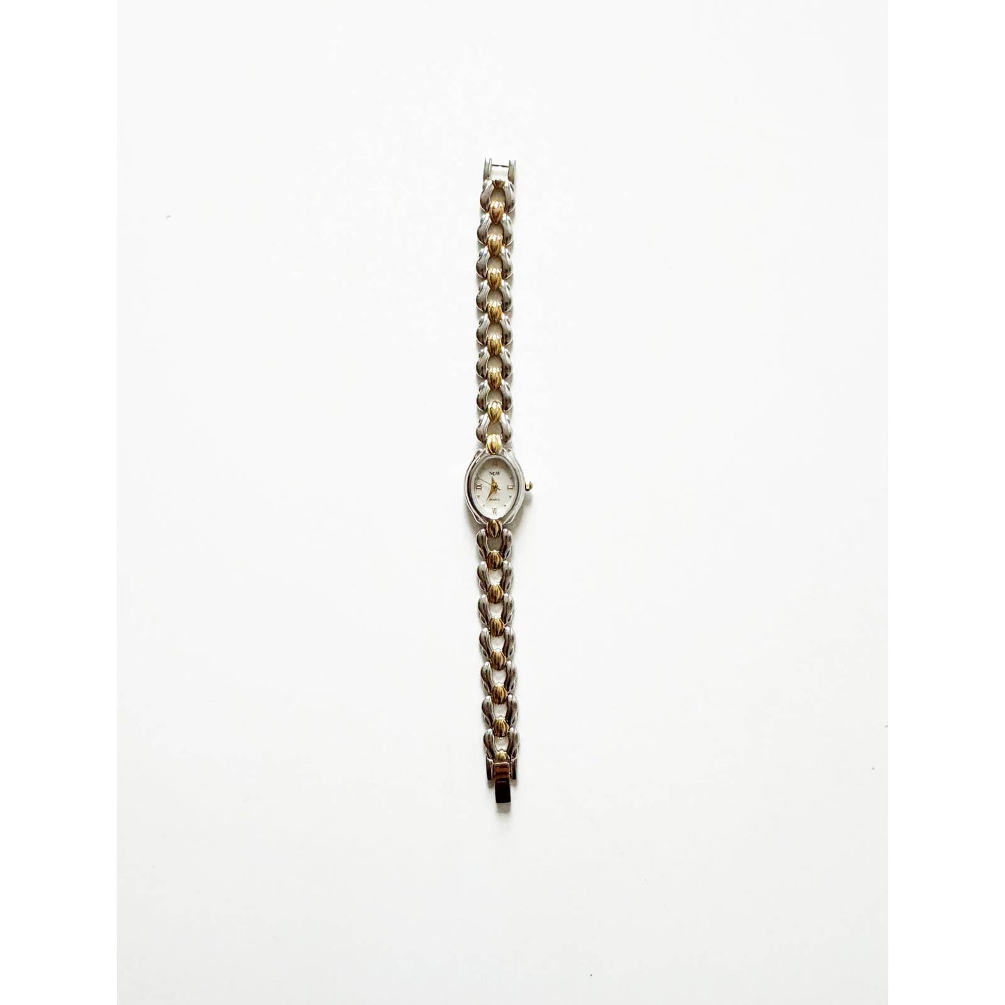 Vintage Small Two Tone Watch with Oval Face | Now