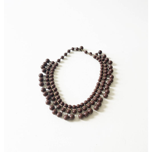 Vintage Beaded Brown Statement Necklace