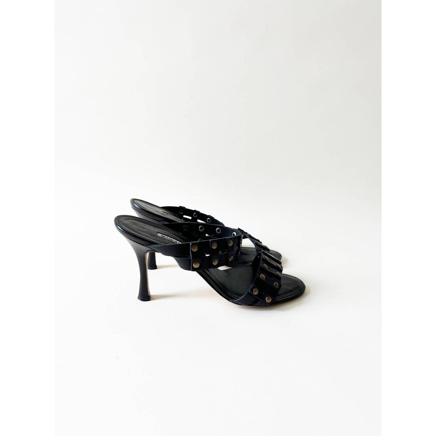 Vintage Manolo Blahnik Studded Boho Sandal Heels | Size 7 US 37.5IT