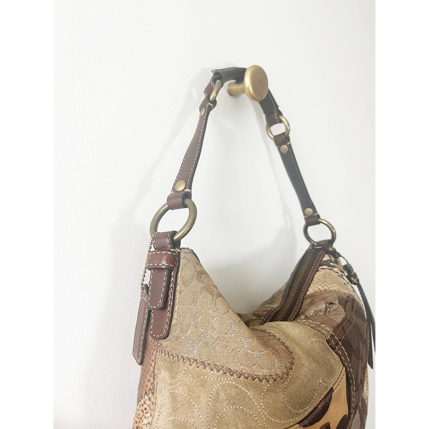 Vintage Coach Large Patchwork Hobo Leather Bag