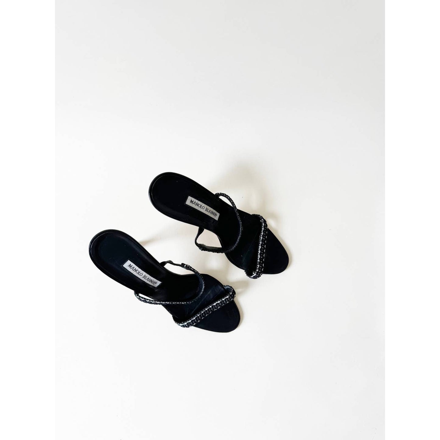 Vintage Manolo Blahnik Black Strappy Boho Sandal Heels | Size 9.5 US 40 IT