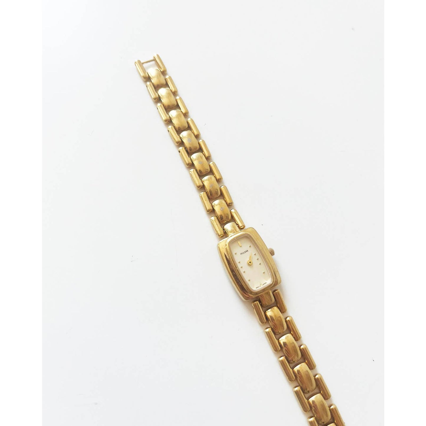 Vintage 90s Small Gold Watch with Rectangular Face | Pulsari